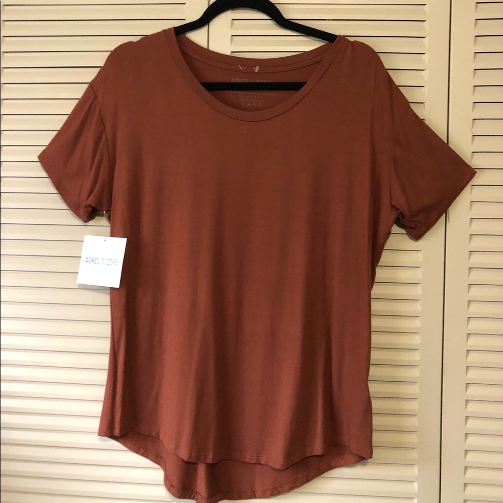 Agnes & Dora NWT size Large Short Sleeve Top- Mocha - Picture 3 of 7